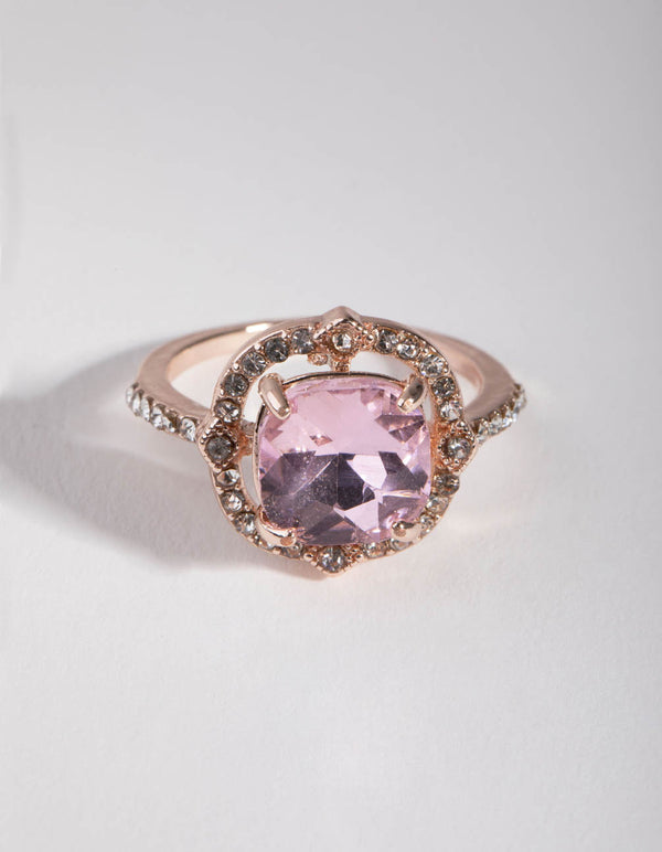 Rose Gold Pink Stone Ring