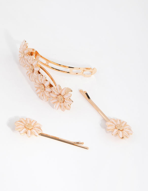 Stone Detail Flower Clips