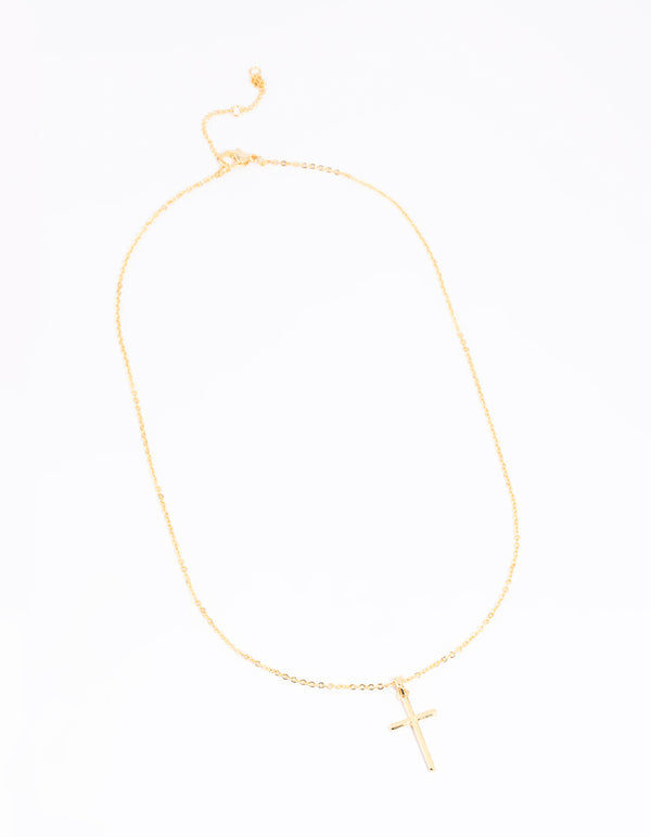 Gold Plated 45cm Cross Necklace