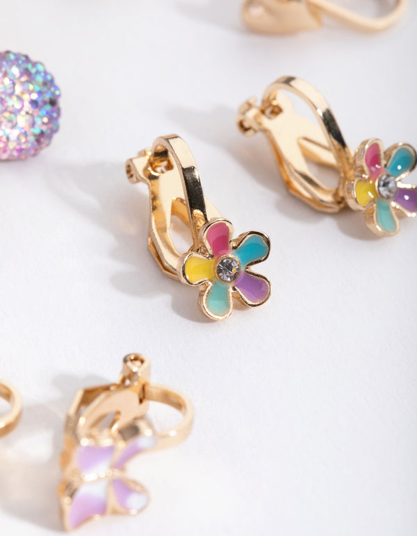 Kids Gold Flower Garden 6-Pack Earring