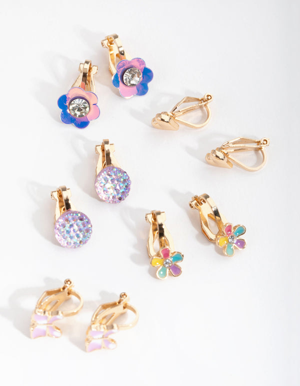 Kids Gold Flower Garden 6-Pack Earring