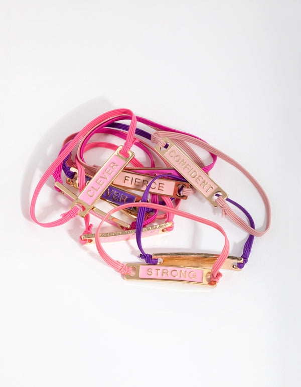 Kids Gold Enamel Mega Best Friend Stretch Bracelet 10-Pack