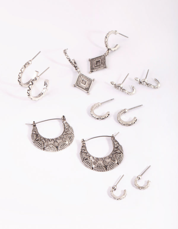 Antique Silver Vintage Snake Earring 6-Pack