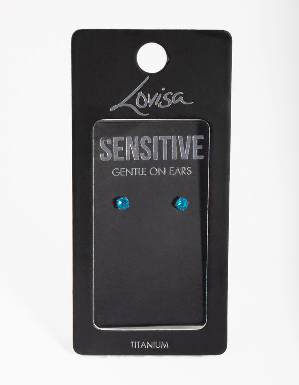 Titanium Round Cubic Zirconia Stud Earrings