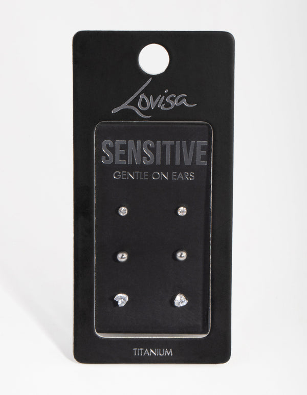 Surgical Steel Love Stud Pack Earrings