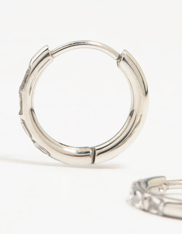 Surgical Steel Diamante Huggie Earrings