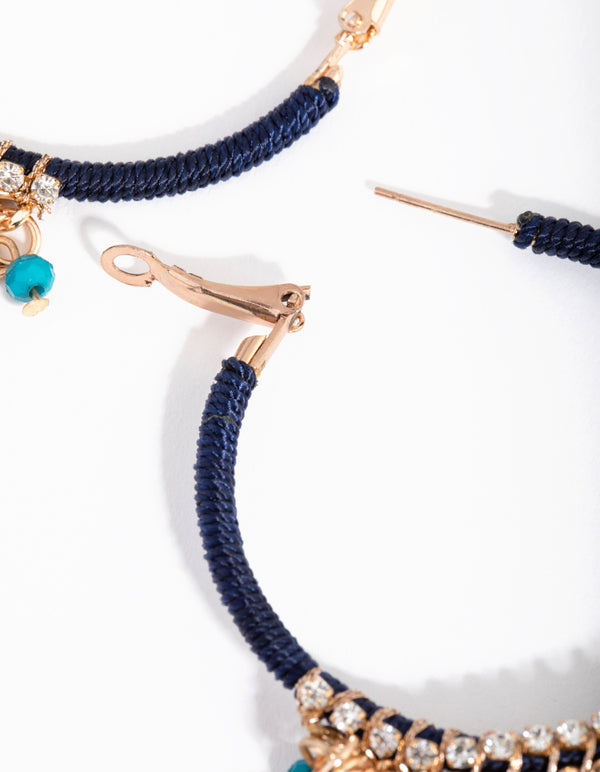 Gold Threadwrap Bead Drop Earrings