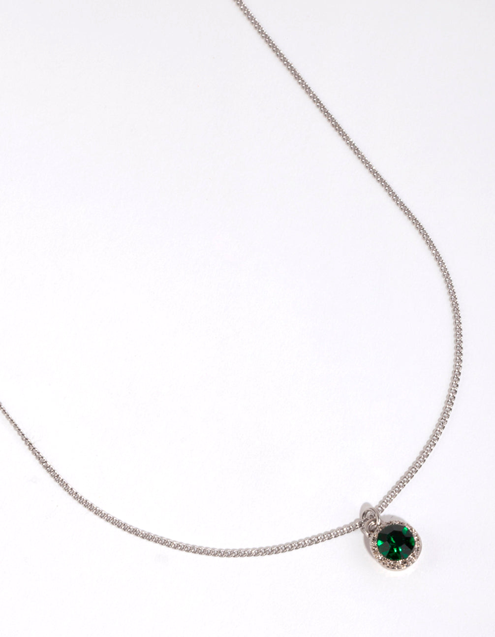 Silver Circle Diamante Pendant Necklace