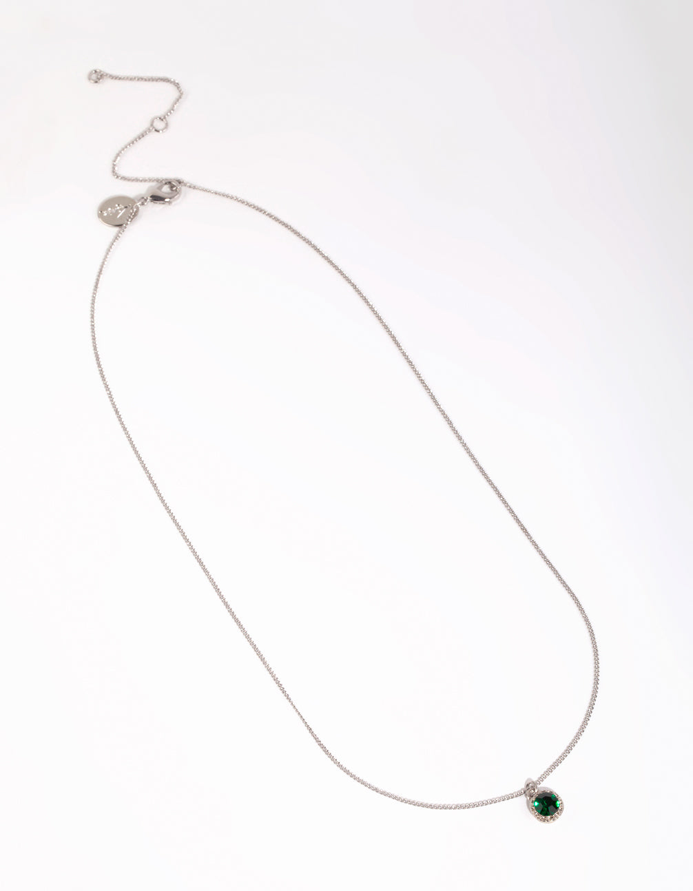 Silver Circle Diamante Pendant Necklace