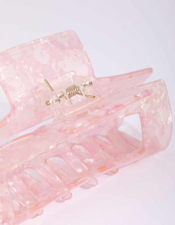 Rectangular Marbled Pink Acrylic Claw
