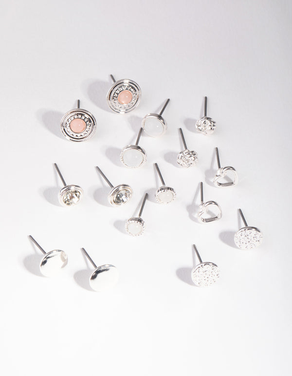 Silver Love Big Stud 8-Pack Earring