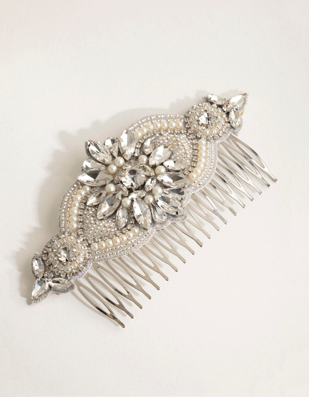 Statement Embossed Pearl Crystal Comb