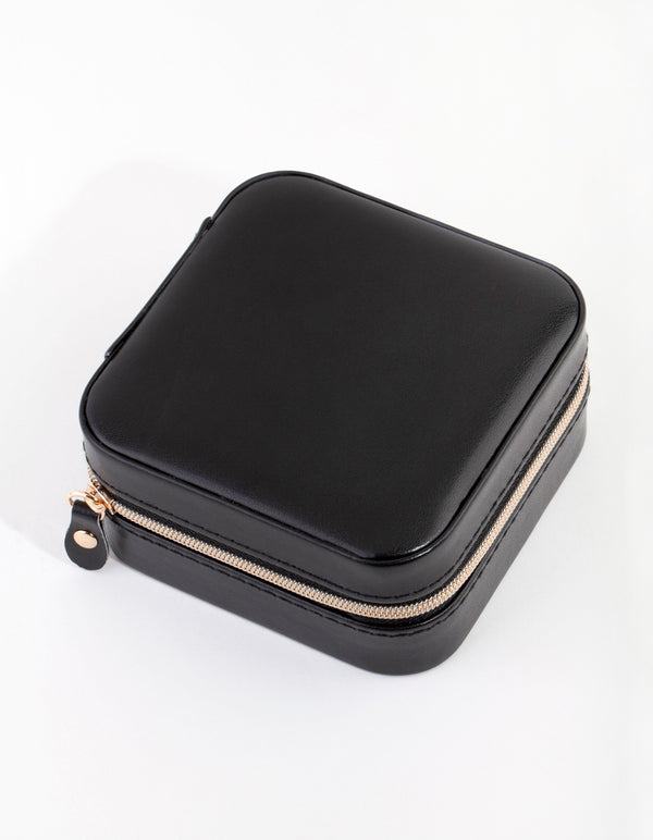 Black Smooth PU Leather Square Jewellery Box