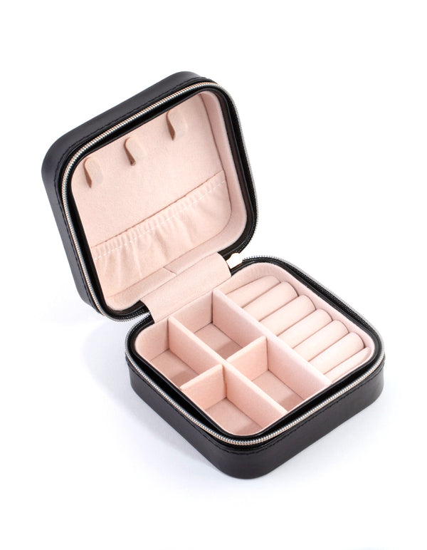 Black Smooth PU Leather Square Jewellery Box