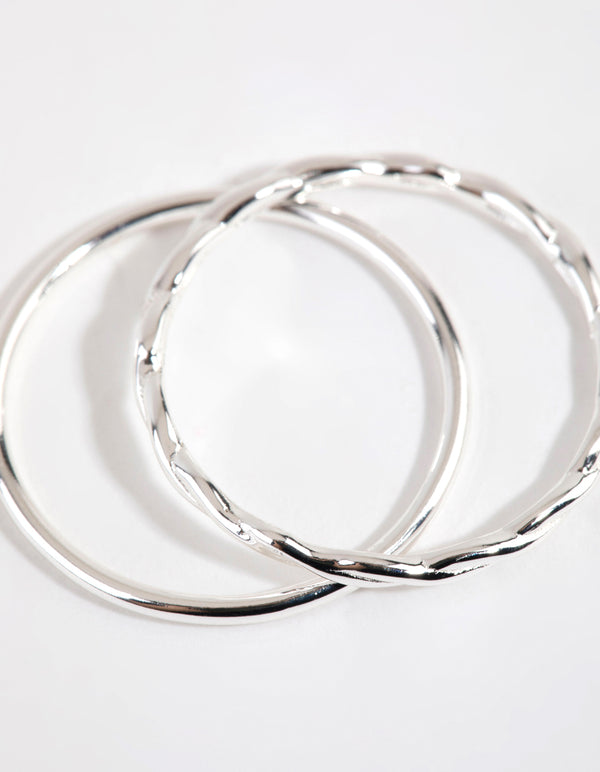 Sterling Silver Twisted & Polished Ring Set