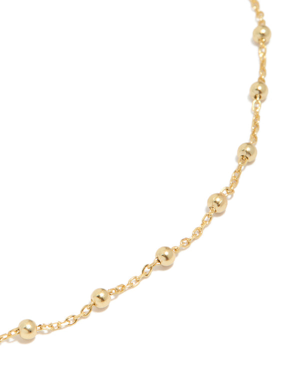 Gold Plated Sterling Silver Ball Chain Bracelet or Anklet