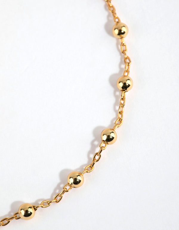 Gold Plated Sterling Silver Ball Chain Bracelet or Anklet