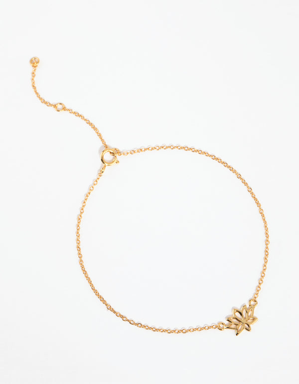 Gold Plated Sterling Silver Lotus Bracelet or Anklet