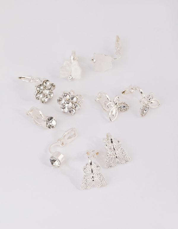 Silver Butterfly Clip-On Earring Pack