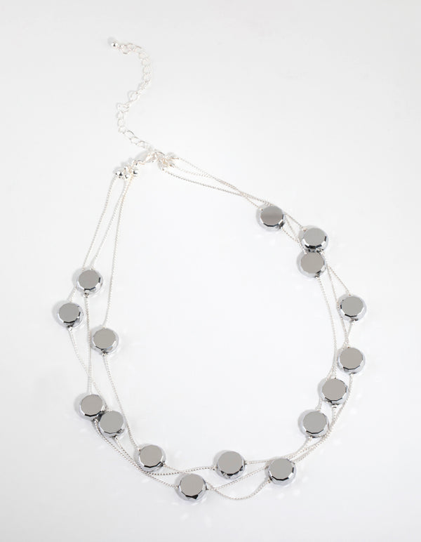 Silver Layered Station Necklace