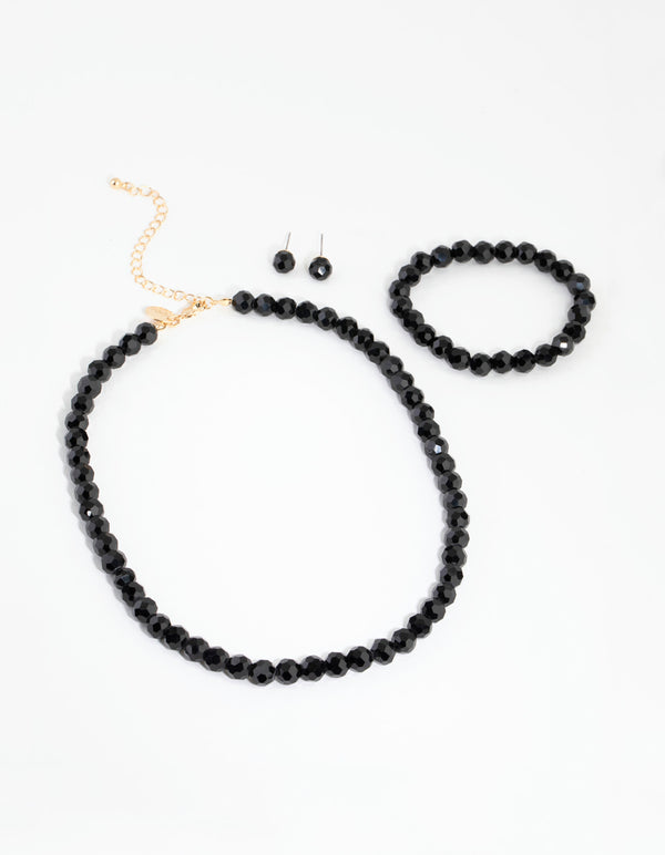Classic Black Bead Jewellery Set