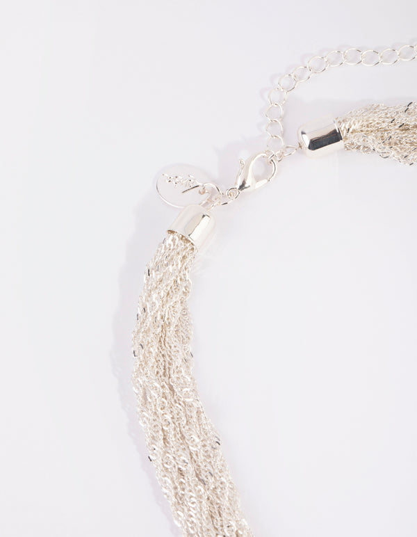 Silver Fine Twisted Chain Necklace