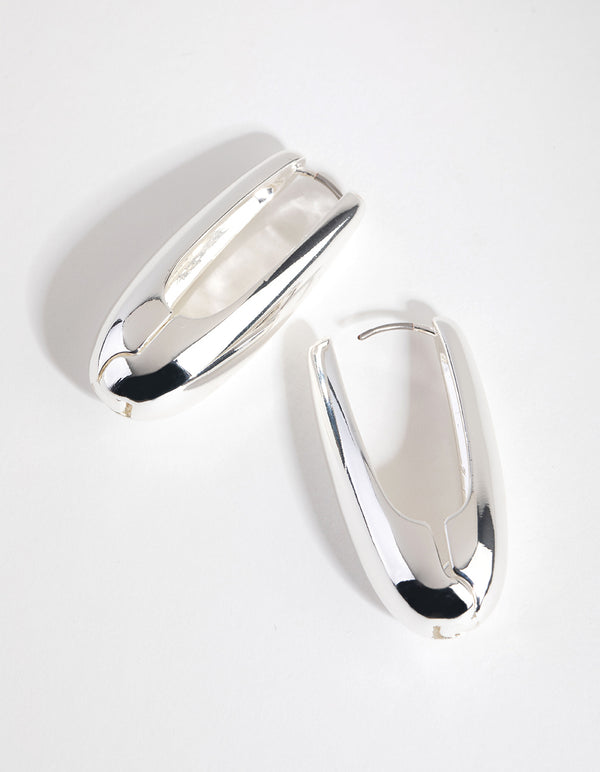 Silver Plated Oval Drop Earrings