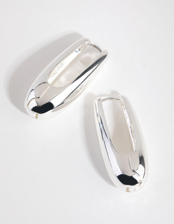 Silver Plated Oval Drop Earrings
