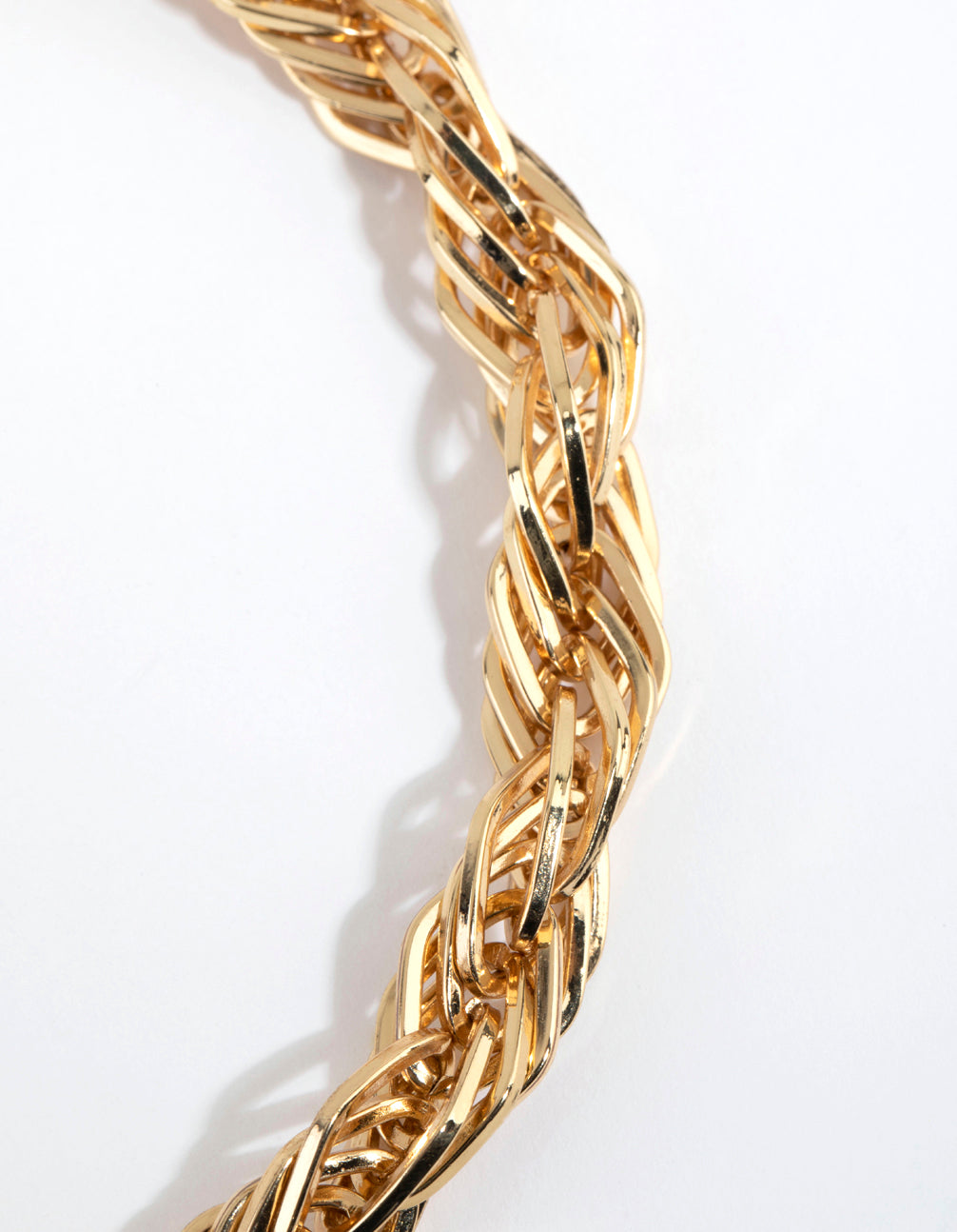 Gold Plated Textured Twist Chain Necklace