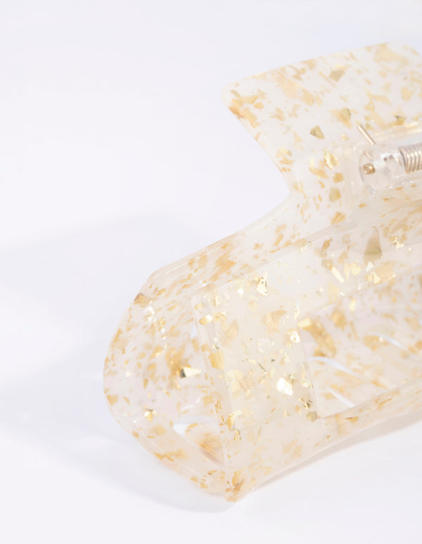 Gold Flecked Rectangular Acrylic Claw