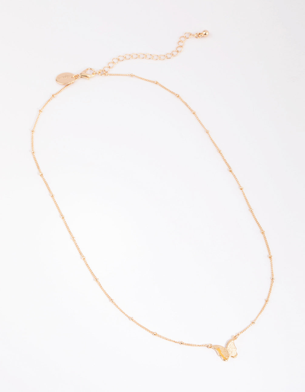 Gold Ball & Chain Butterfly Necklace