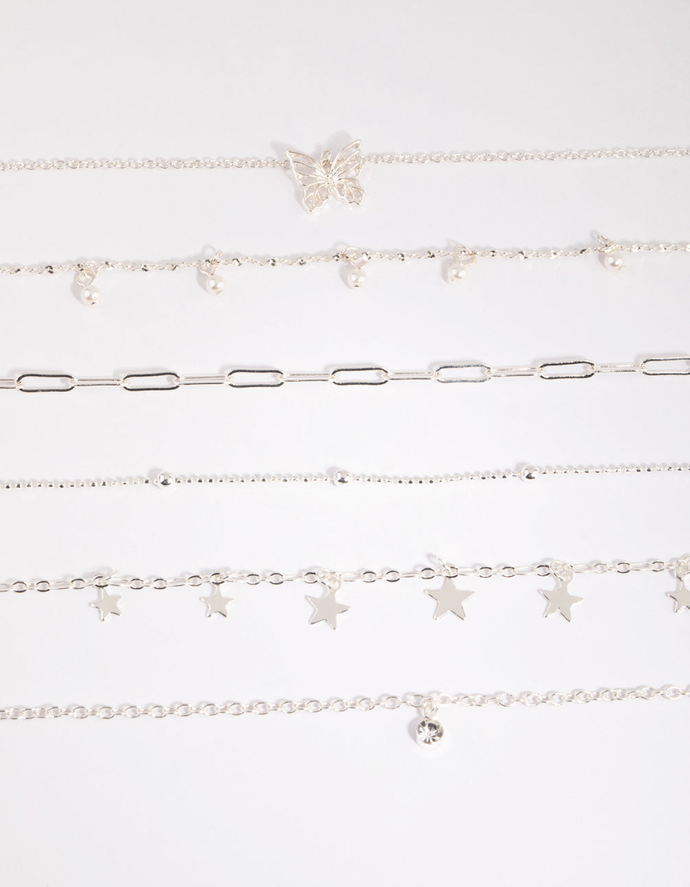 Silver Star & Pearl Choker 6-Pack