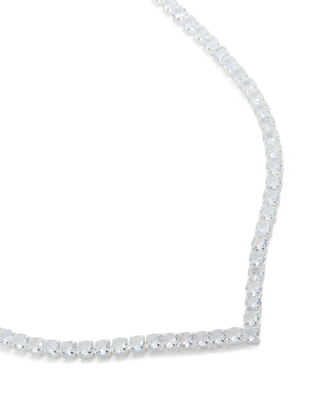 Silver Cubic Zirconia Cup Chain Pointed Tennis Necklace