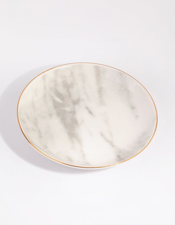 Round Gold Trim Ceramic Trinket Tray