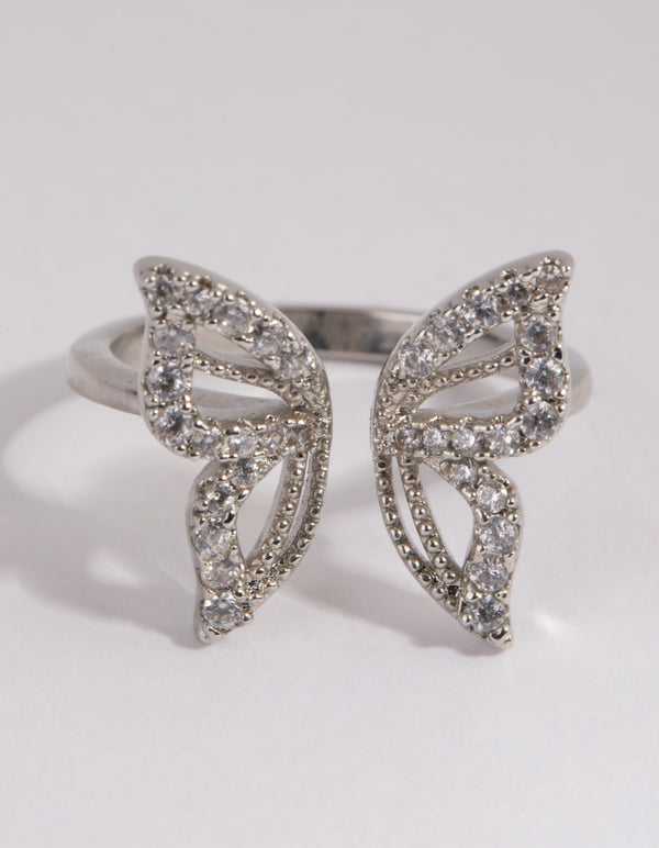 Silver Cubic Zirconia Butterfly Ring