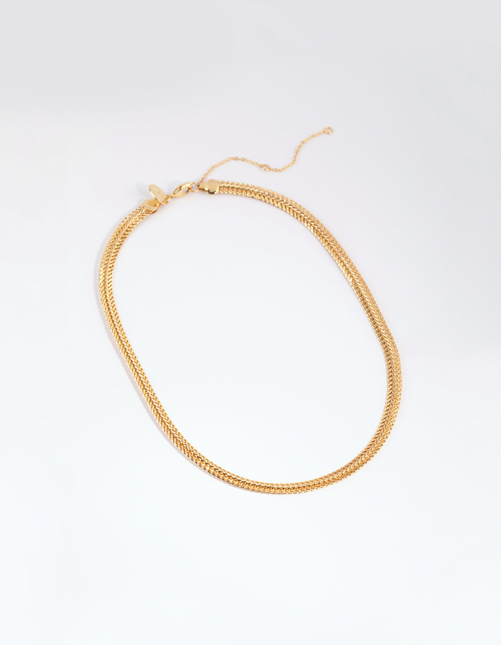 Gold Plated Textured Flat Chain Necklace