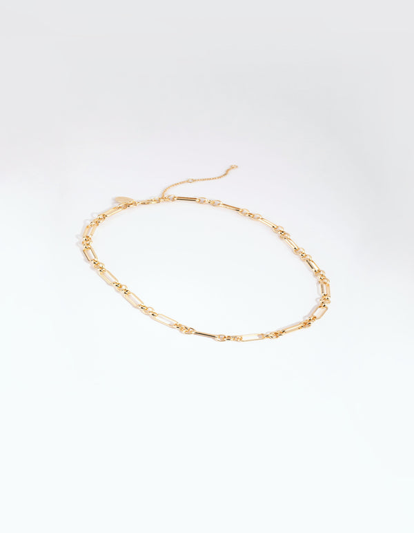 Gold Plated Mixed Link Chain Necklace