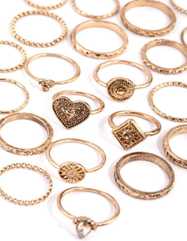 Antique Gold Etched Ring 24-Pack