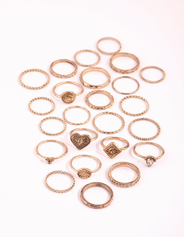 Antique Gold Etched Ring 24-Pack