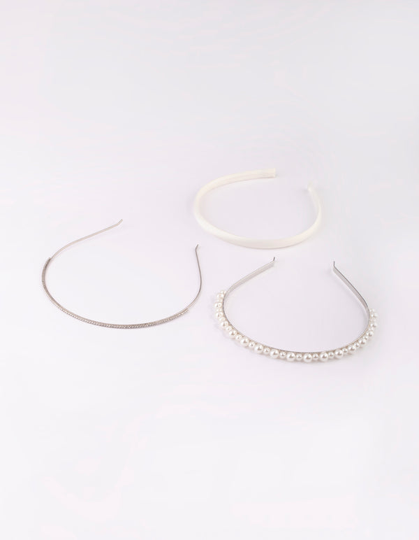 Silver Diamond & Pearl Headband