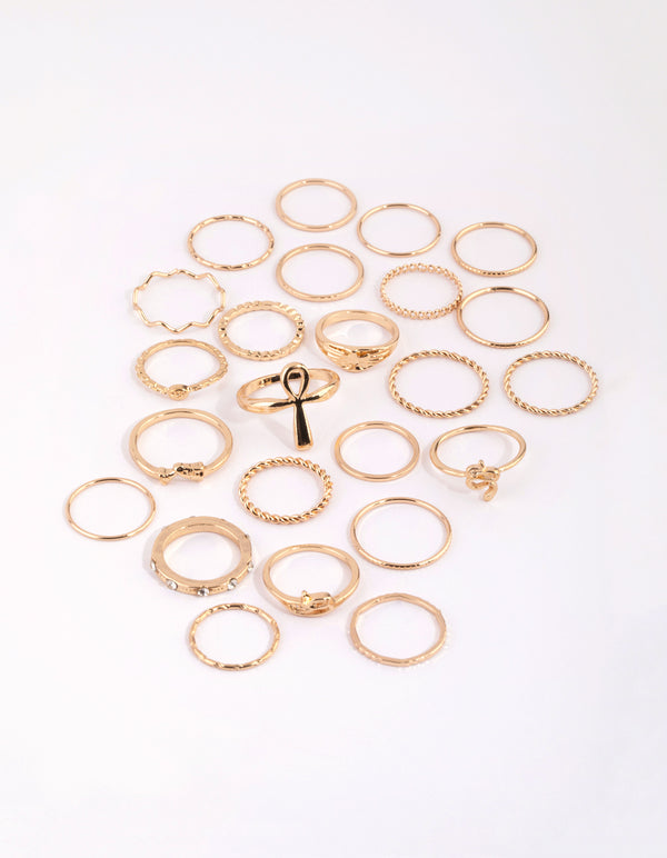 Gold Diamante Ring 24-Pack