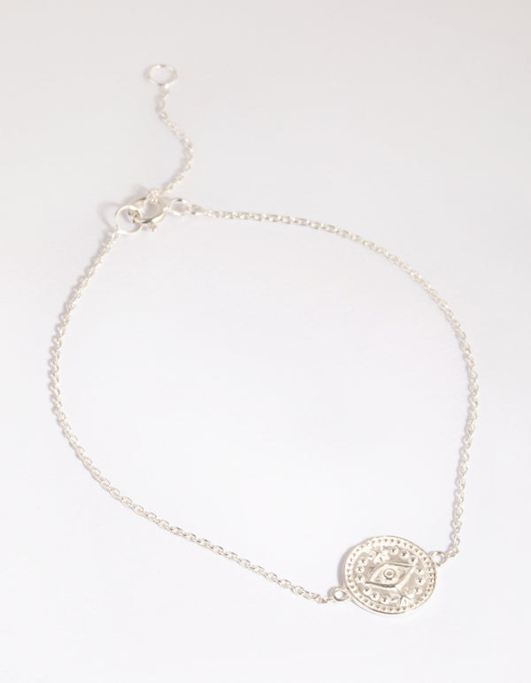 Sterling Silver Eye Stamp Coin Bracelet