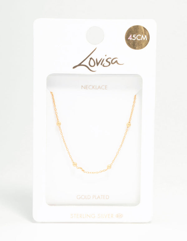 Gold Plated Sterling Silver Ball Chain Necklace