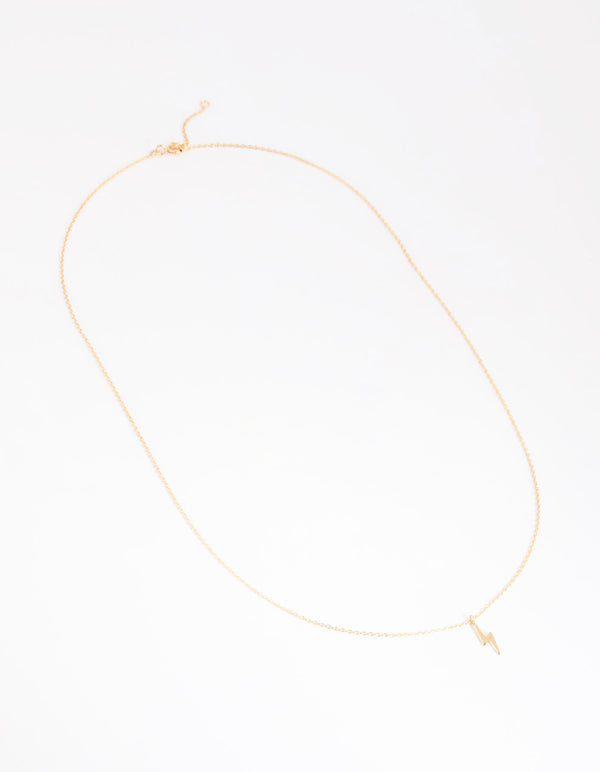 Gold Plated Sterling Silver Lightning Bolt Necklace