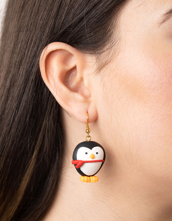 Festive Penguin Drop Earrings