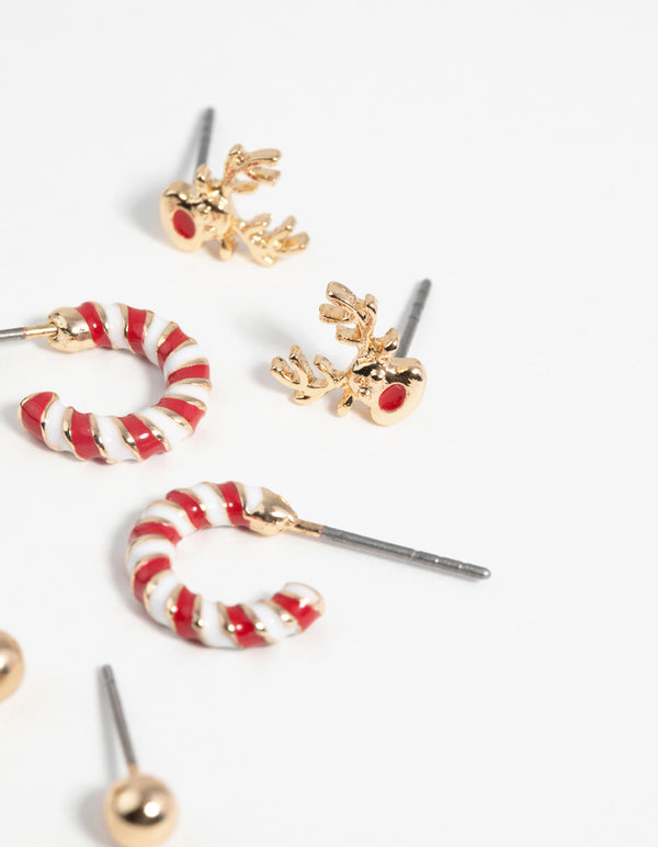 Festive Reindeer Stud Earring Pack