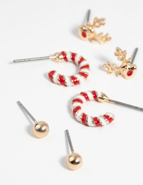 Festive Reindeer Stud Earring Pack