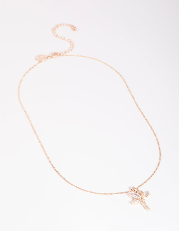 Rose Gold Cubic Zirconia Fairy Necklace