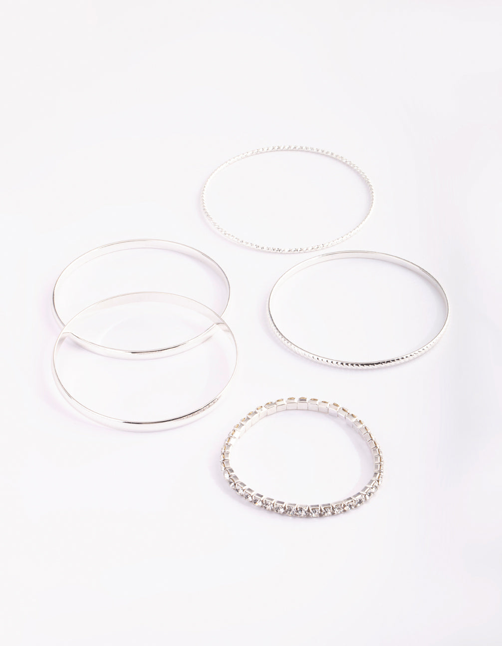 Silver Diamante Bangle 5-Pack