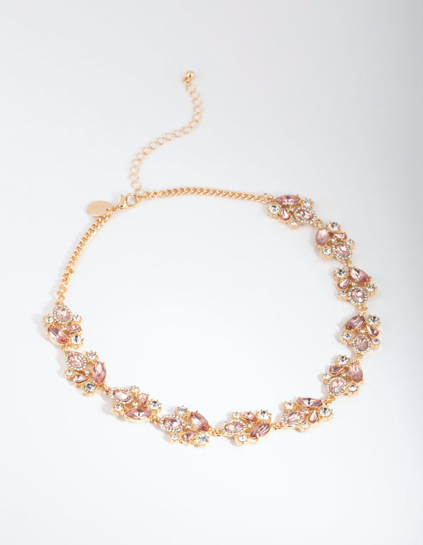 Gold Mixed Stone Collar Necklace